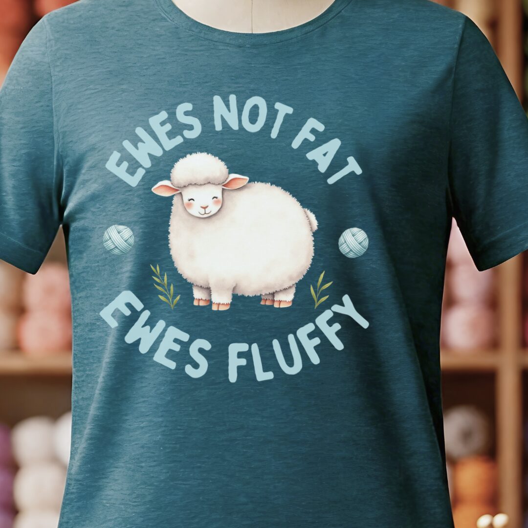 Ewes Not Fat, Ewes Fluffy T-Shirt Teal Blue t-shirt
