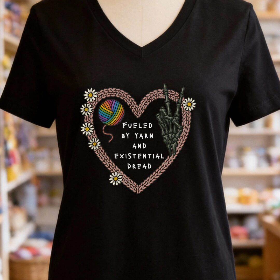 Existential Yarn V-Neck T-Shirt Black t-shirt