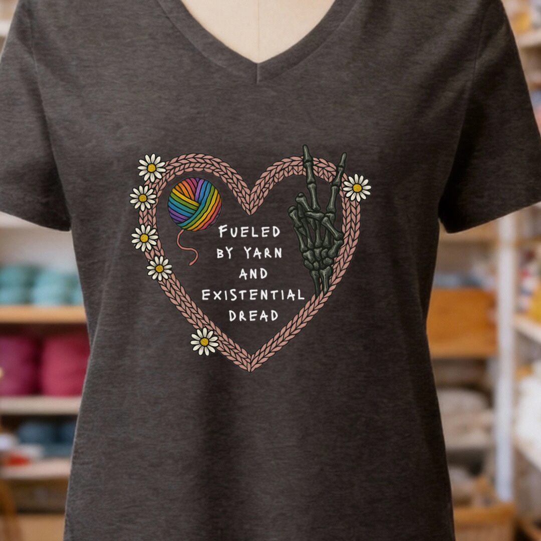 Existential Yarn V-Neck T-Shirt Dark Grey t-shirt