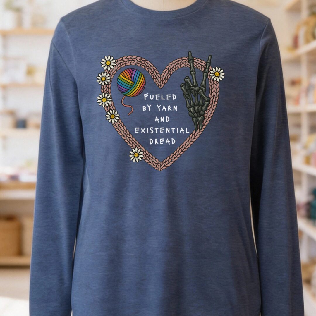 Existential Yarn Long Sleeve Tee Navy t-shirt
