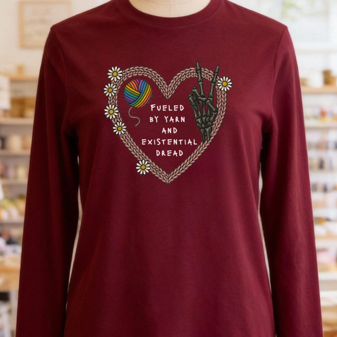 Existential Yarn Long Sleeve Tee Maroon t-shirt