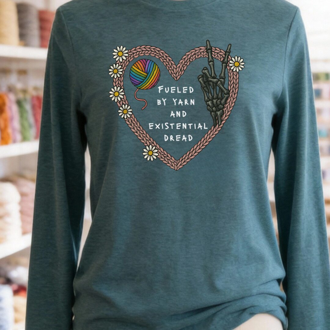 Existential Yarn Long Sleeve Tee Heather Deep Teal t-shirt