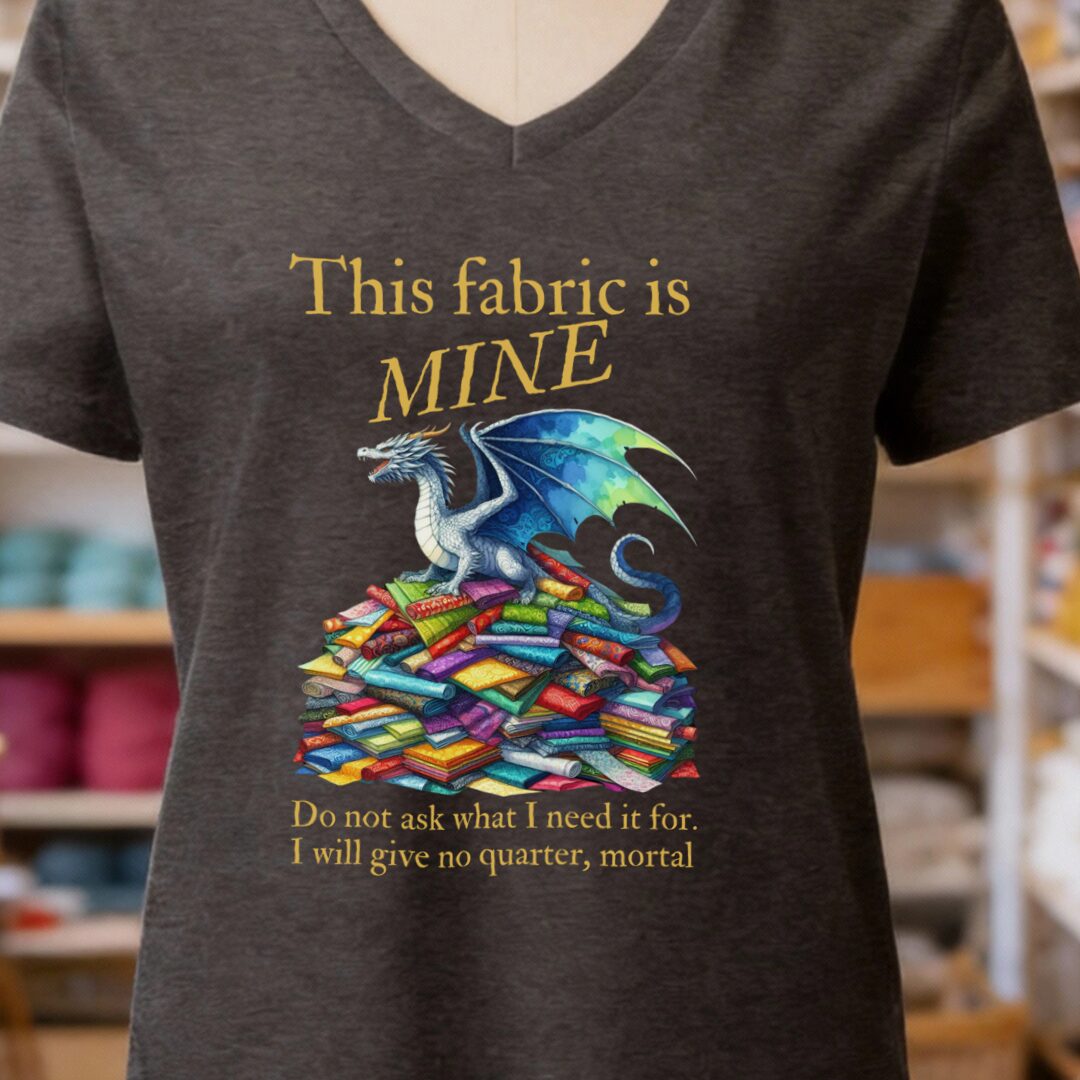 Fabric Dragon Hoarder V-Neck T-Shirt Dark Grey t-shirt