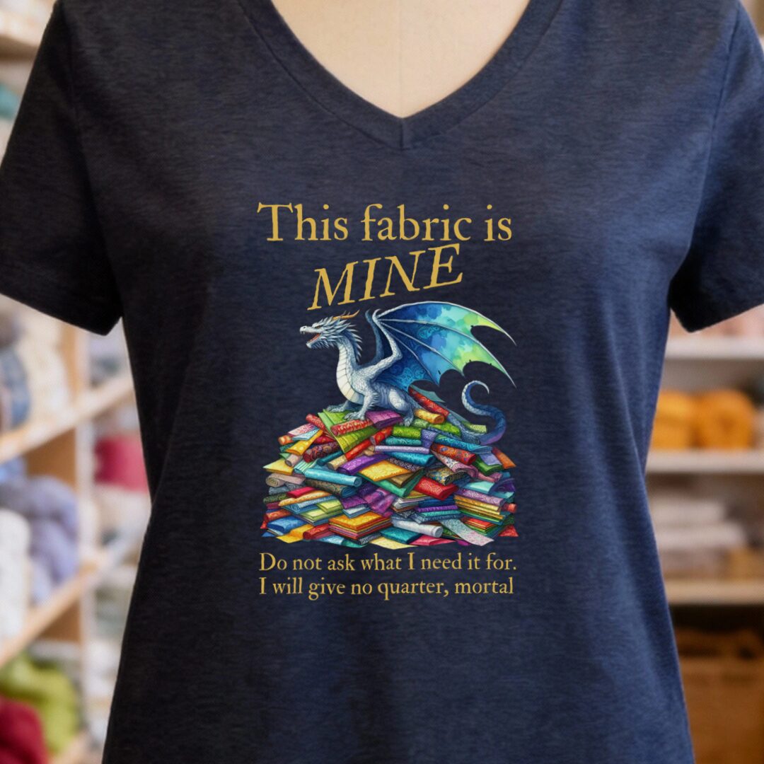 Fabric Dragon Hoarder V-Neck T-Shirt Navy t-shirt