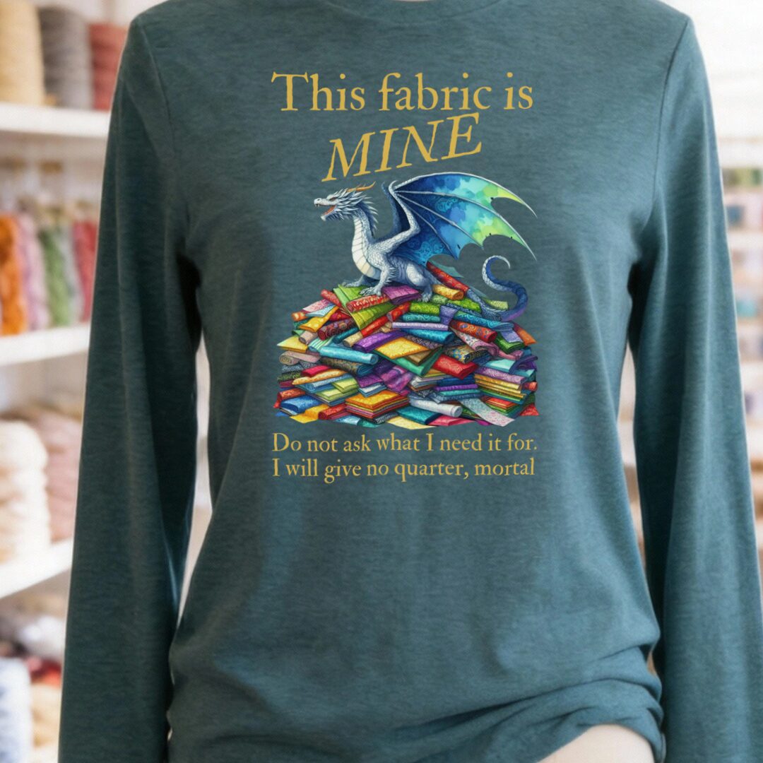 Fabric Dragon Hoarder Long Sleeve Tee Heather Deep Teal t-shirt