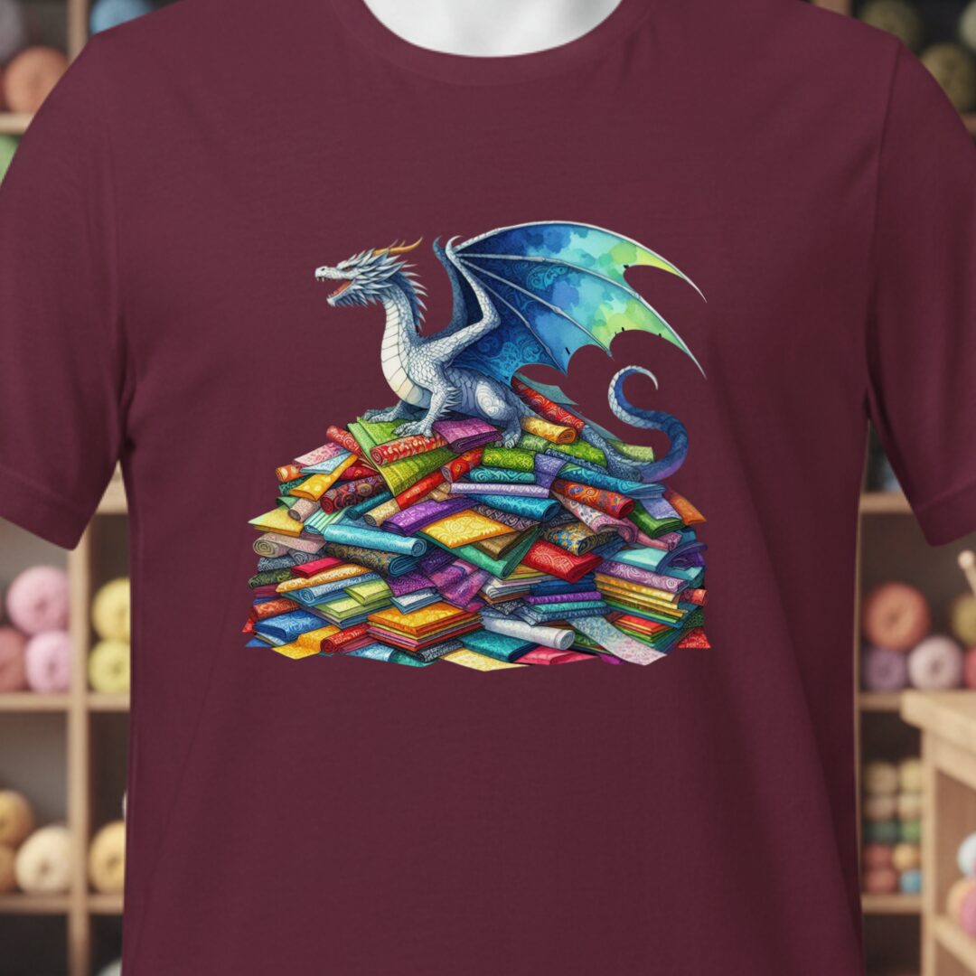 Fabric Hoarder Dragon T-Shirt Maroon t-shirt