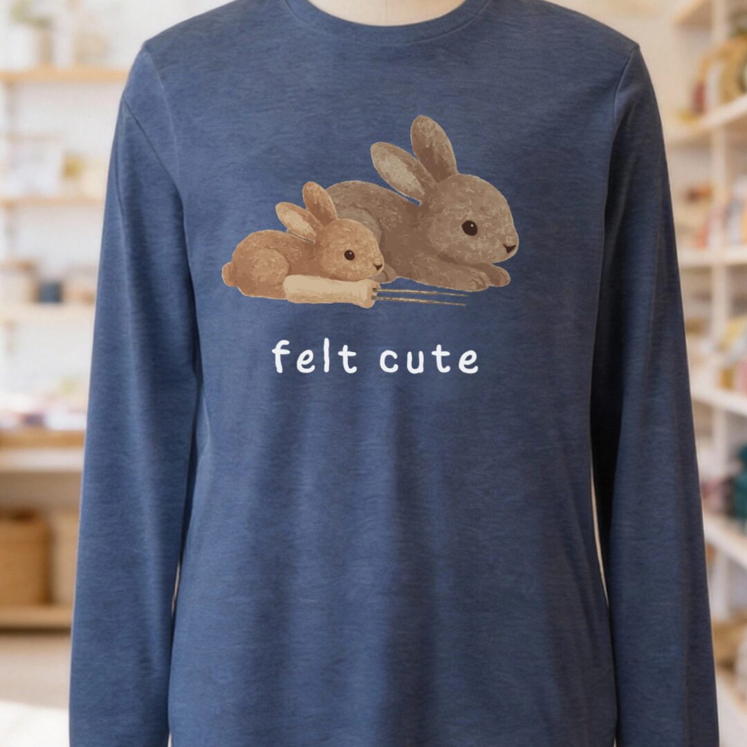 Felt Cute Long Sleeve Tee Navy t-shirt