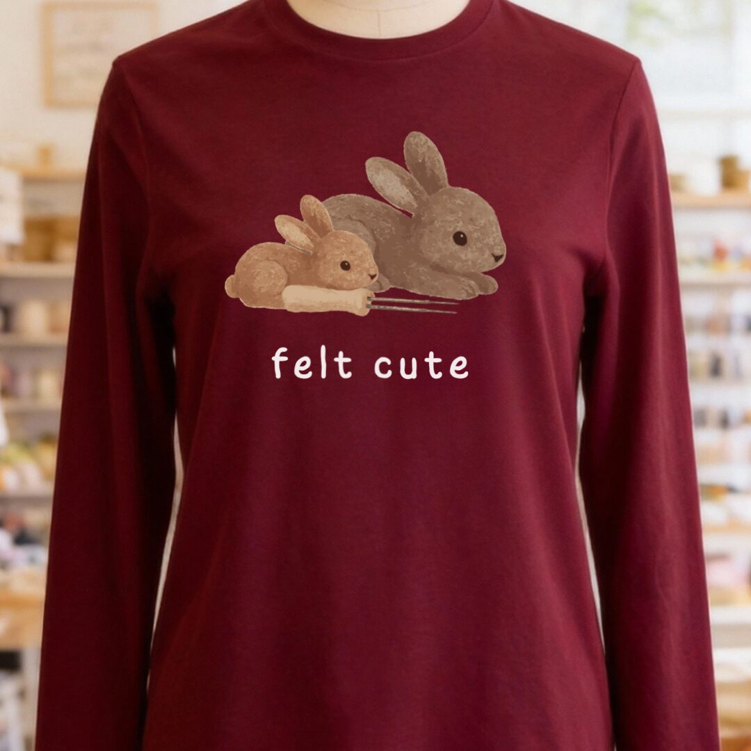 Felt Cute Long Sleeve Tee Maroon t-shirt