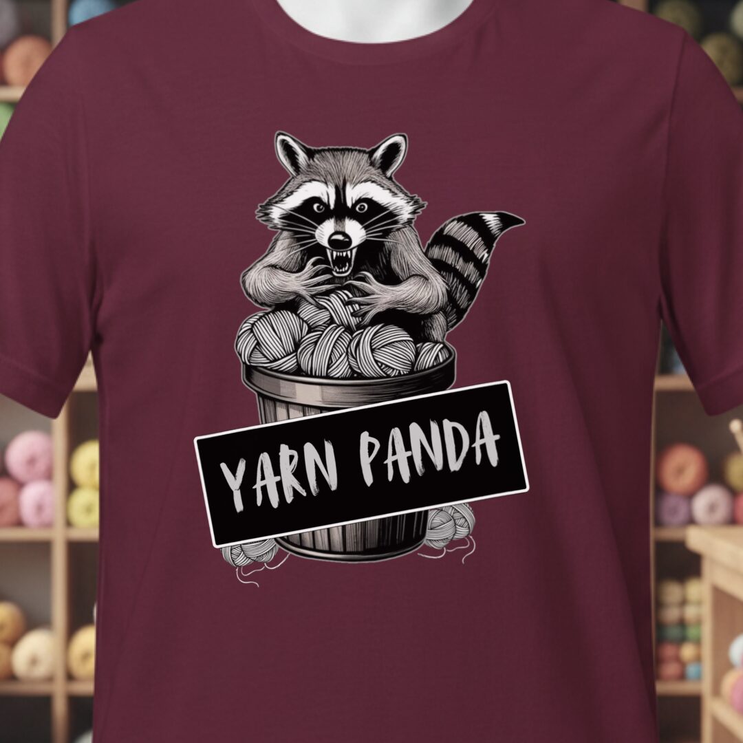 Feral Yarn Panda T-Shirt Maroon t-shirt