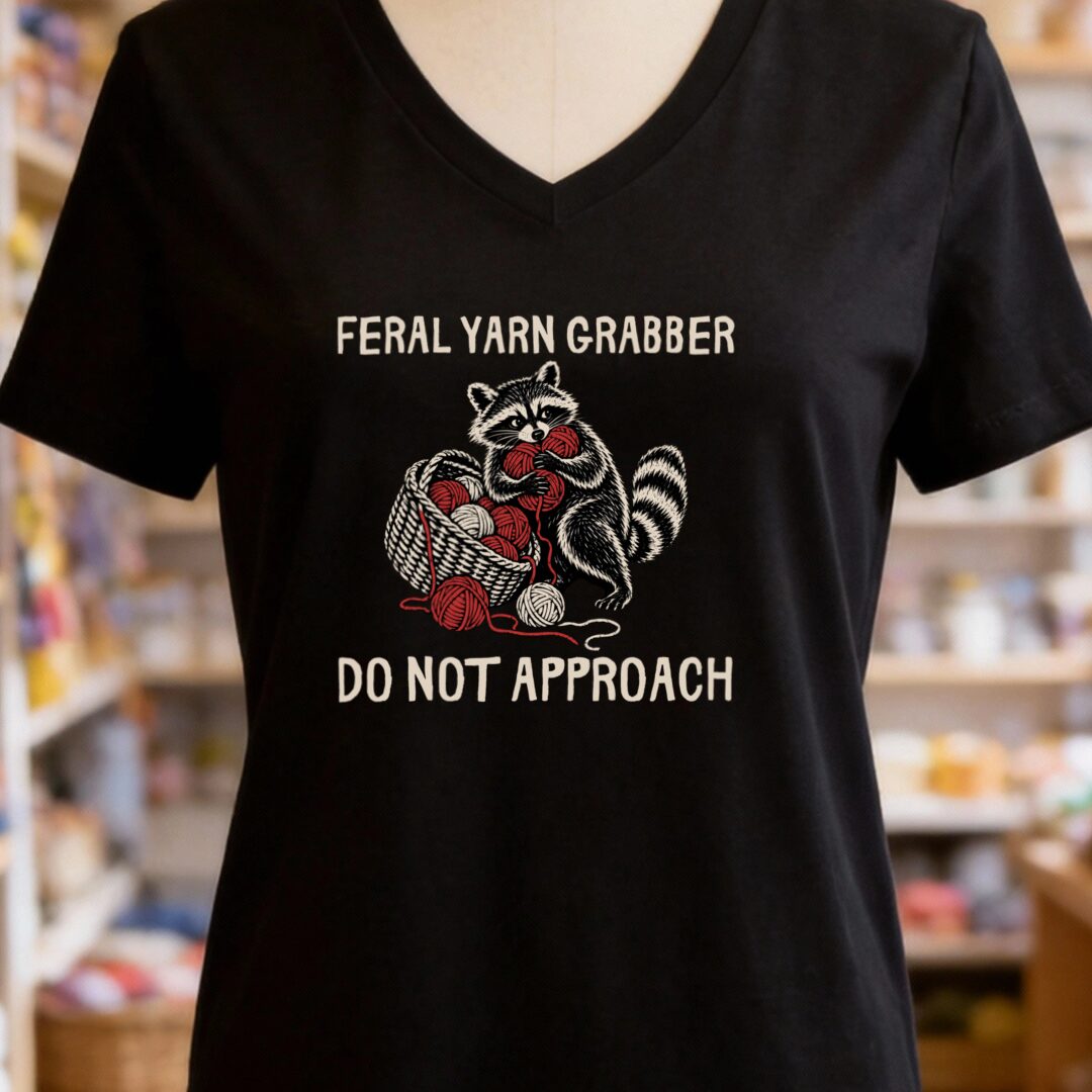 Feral Yarn Thief V-Neck T-Shirt Black t-shirt