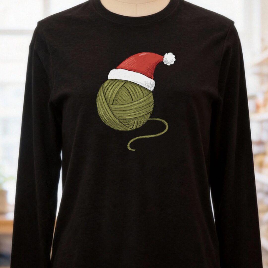 Festive Yarn Long Sleeve Tee Black t-shirt