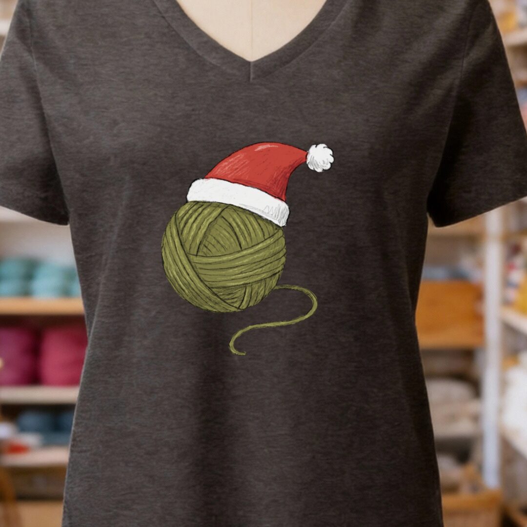 Festive Yarn V-Neck T-Shirt Dark Grey t-shirt