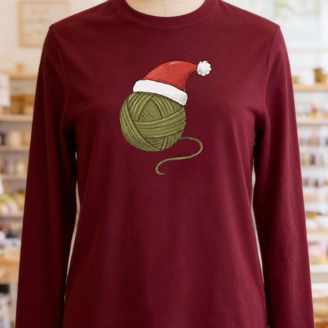 Festive Yarn Long Sleeve Tee Maroon t-shirt
