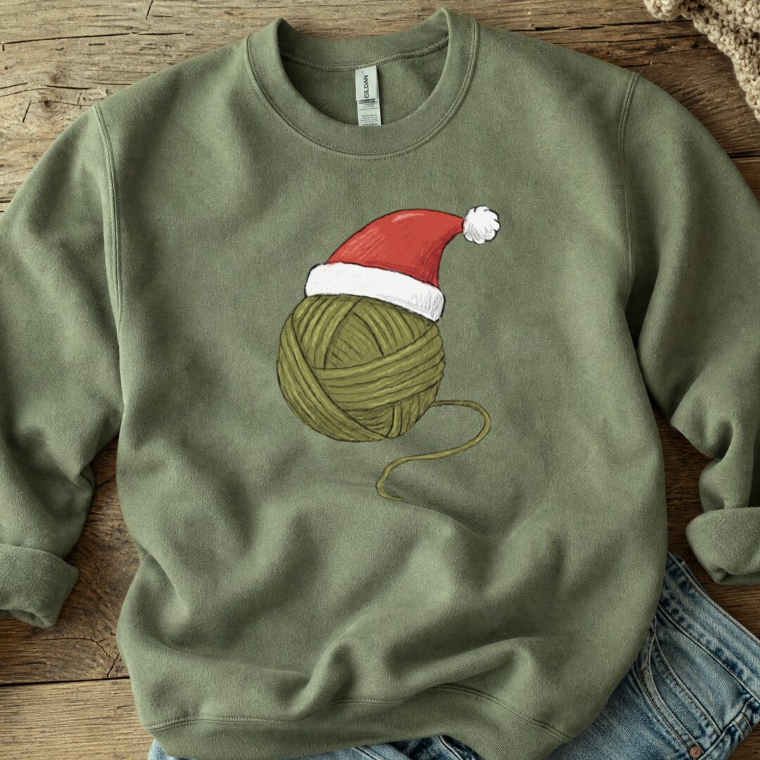 Festive Yarn Sweatshirt Military Green t-shirt