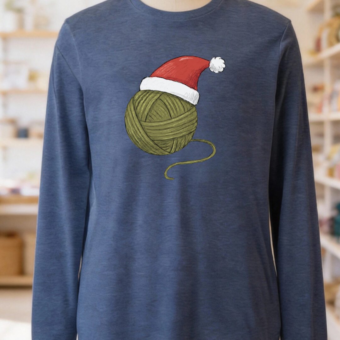 Festive Yarn Long Sleeve Tee Navy t-shirt