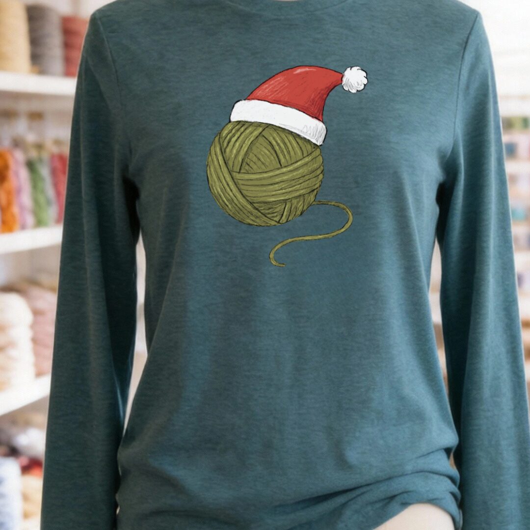 Festive Yarn Long Sleeve Tee Teal Blue t-shirt