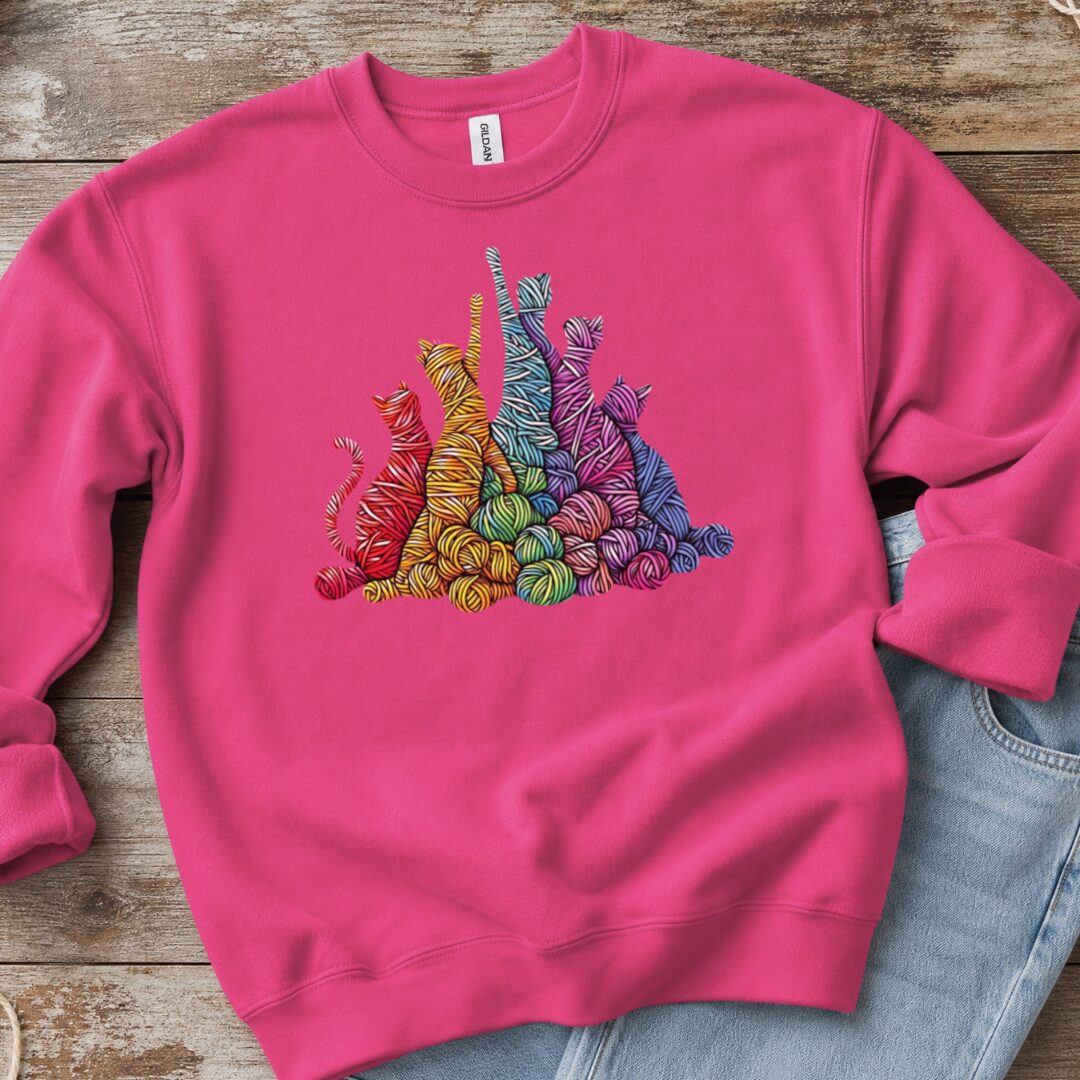 Fiber Felines Sweatshirt Bright Pink t-shirt