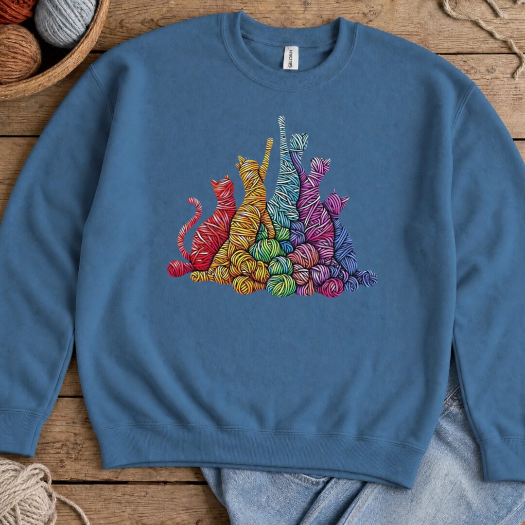 Fiber Felines Sweatshirt Indigo Blue t-shirt