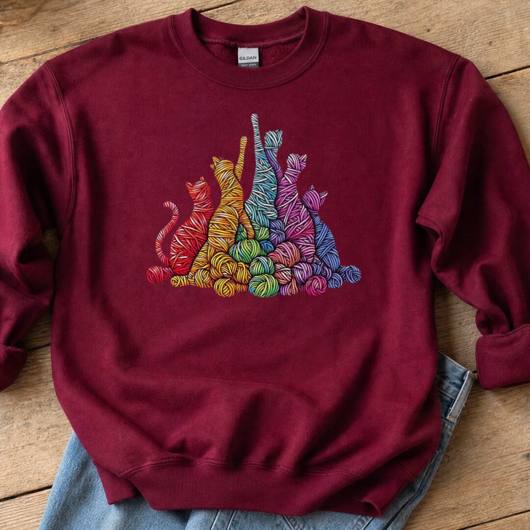 Fiber Felines Sweatshirt Maroon t-shirt