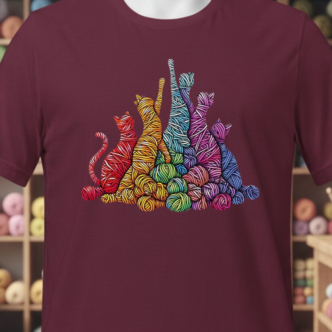 Fiber Felines T-Shirt Maroon t-shirt