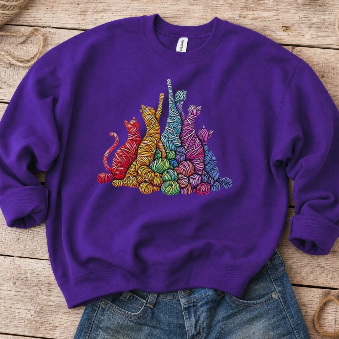 Fiber Felines Sweatshirt Purple t-shirt