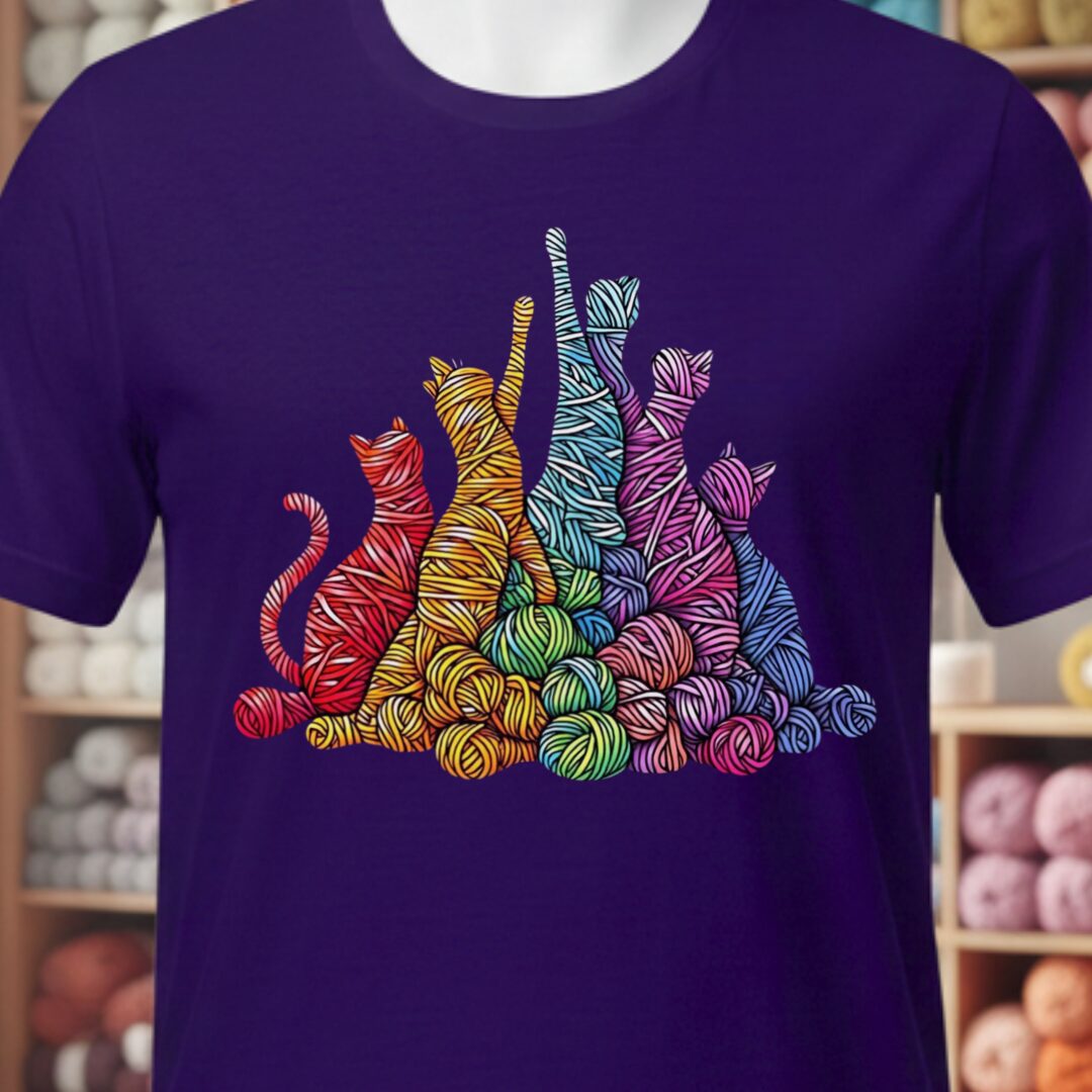 Fiber Felines T-Shirt Purple t-shirt
