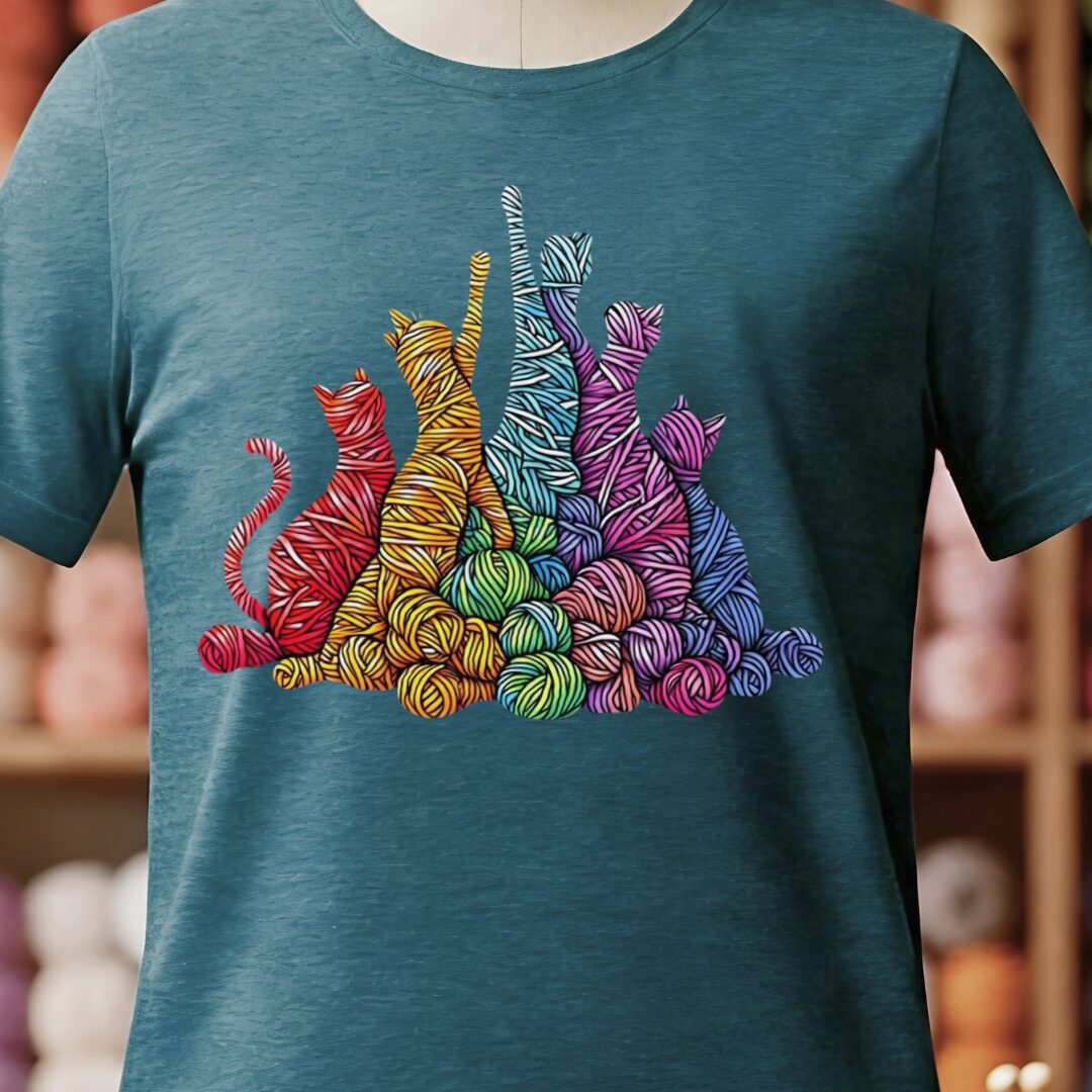 Fiber Felines T-Shirt Teal Blue t-shirt