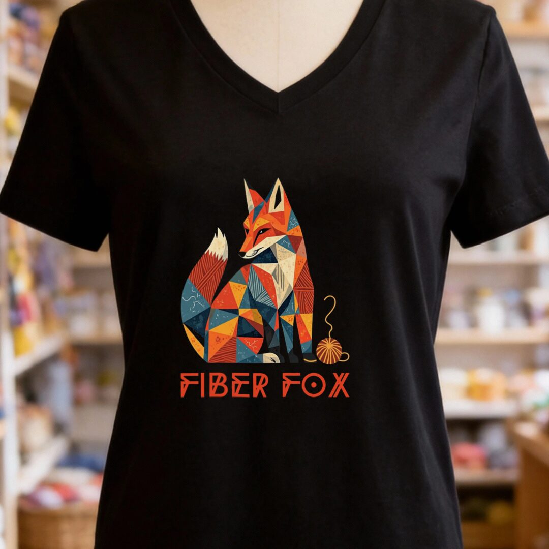 Fiber Fox V-Neck T-Shirt Black t-shirt