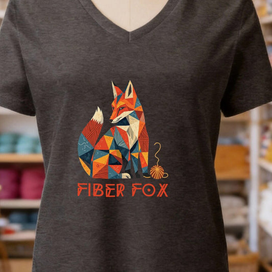 Fiber Fox V-Neck T-Shirt Dark Grey t-shirt