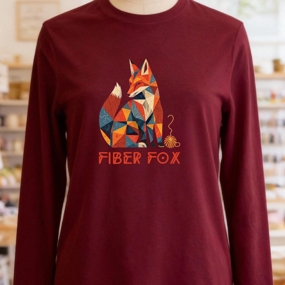 Fiber Fox Long Sleeve Tee Maroon t-shirt