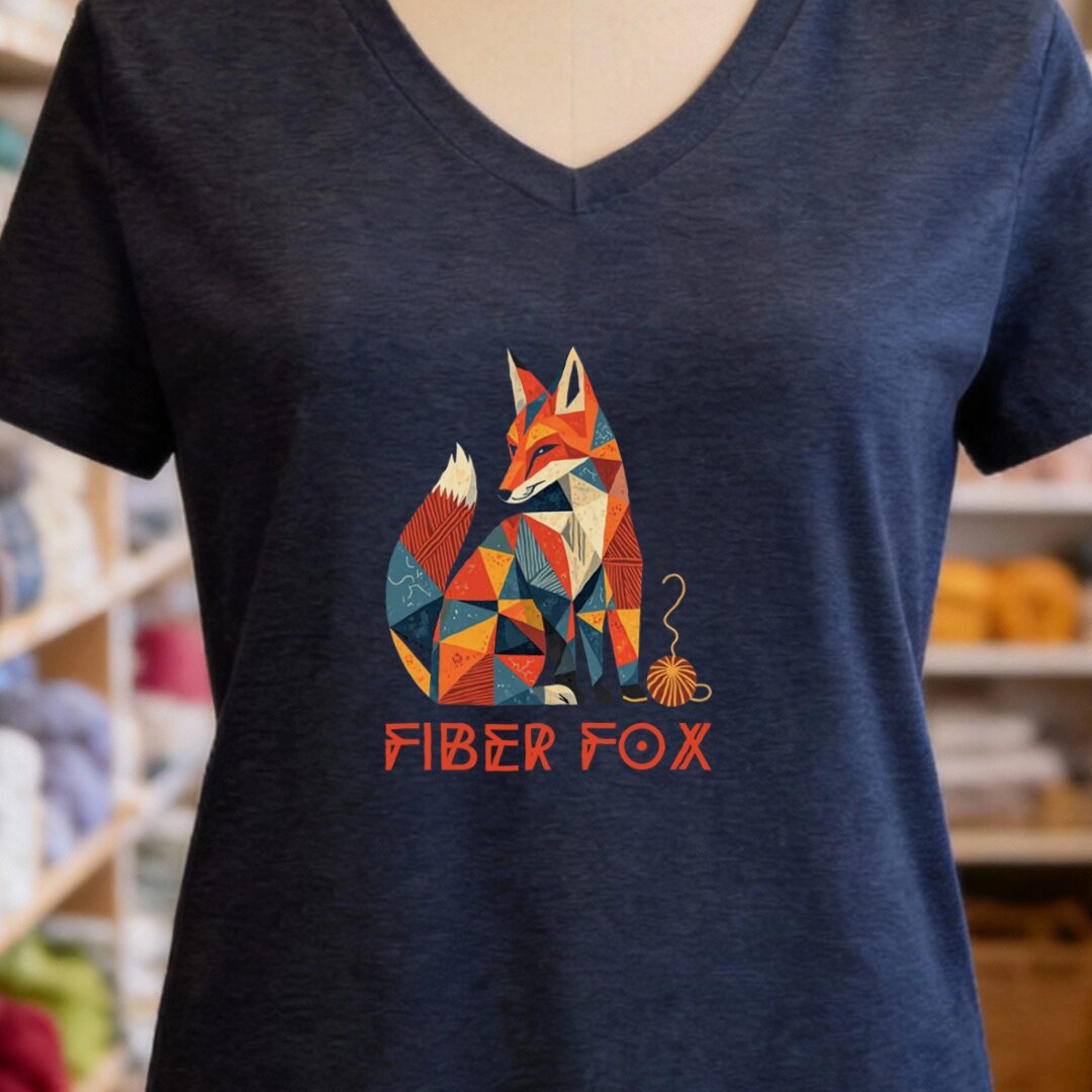 Fiber Fox V-Neck T-Shirt Navy t-shirt