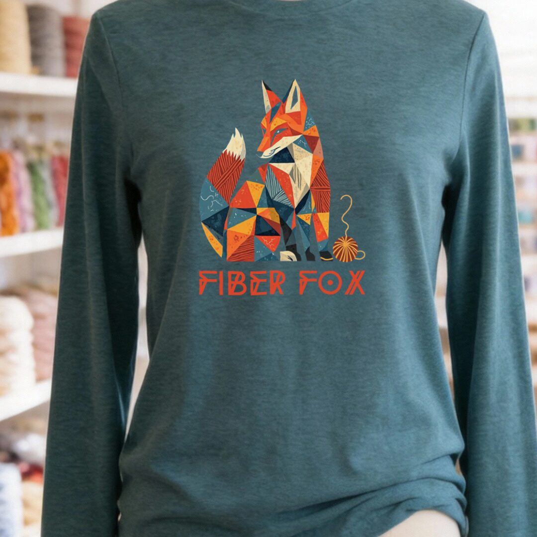 Fiber Fox Long Sleeve Tee Heather Deep Teal t-shirt