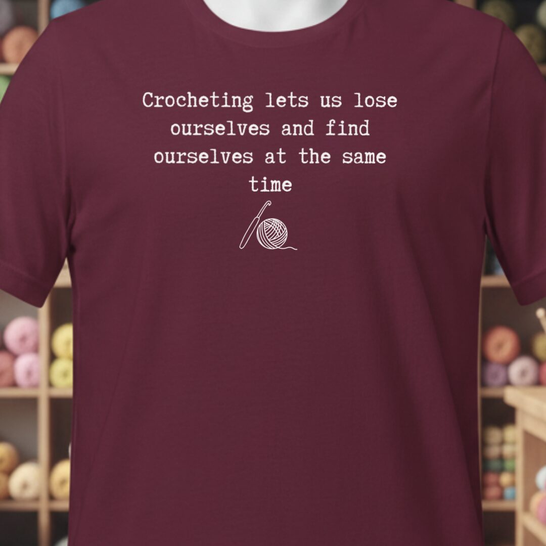 Find Ourselves Crochet T-Shirt Maroon t-shirt