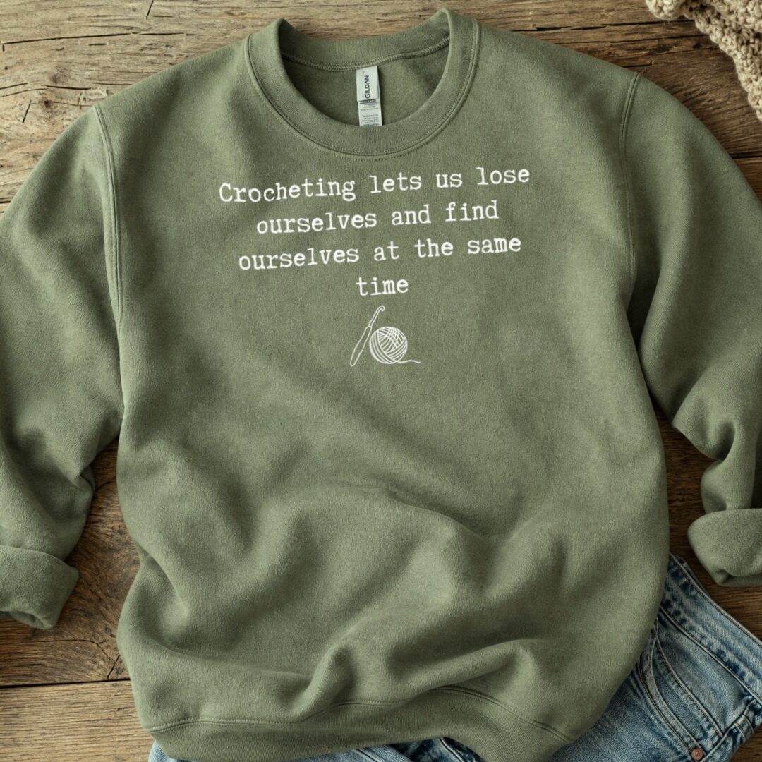 Find Ourselves Crochet Sweatshirt Military Green t-shirt