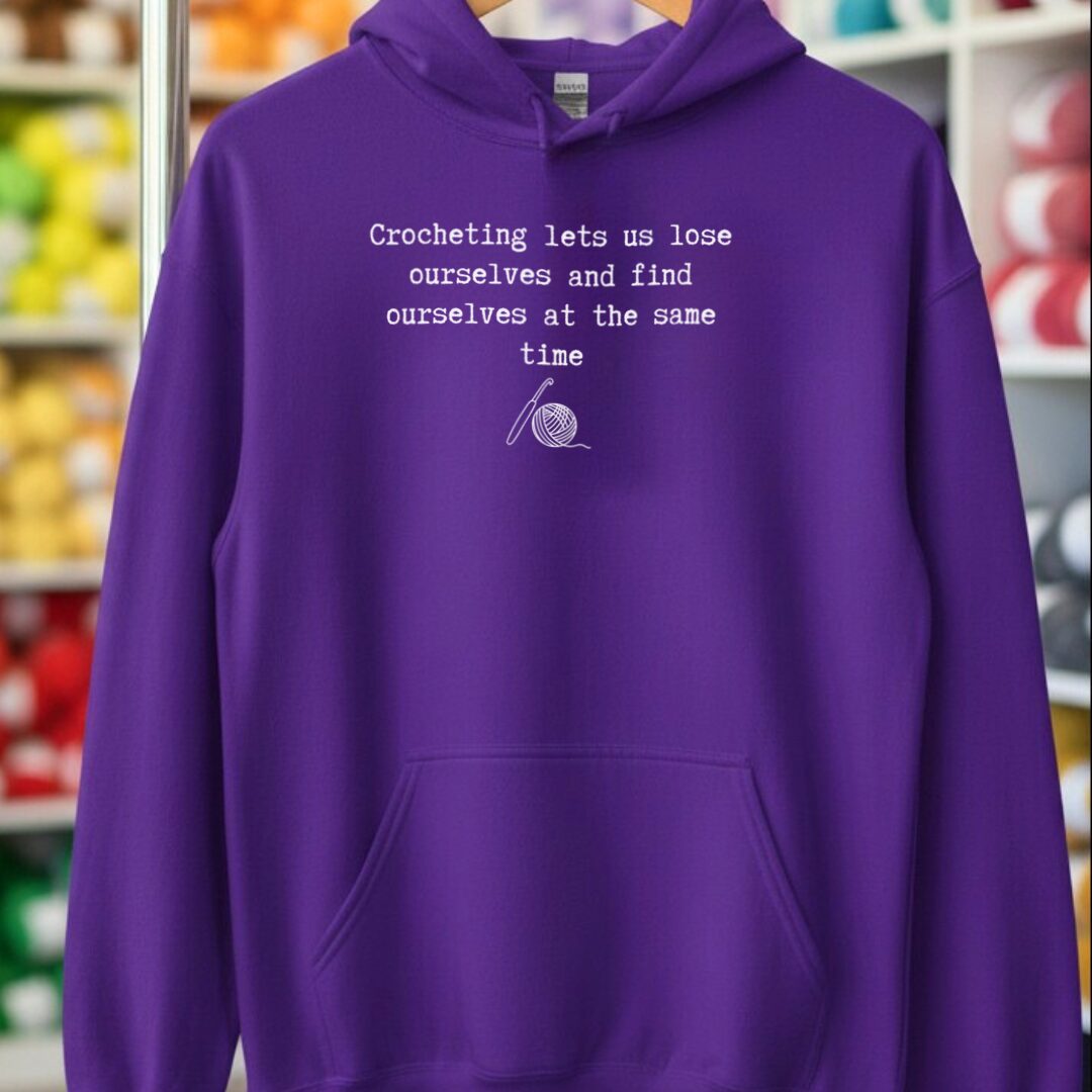 Find Ourselves Crochet Hoodie Purple t-shirt
