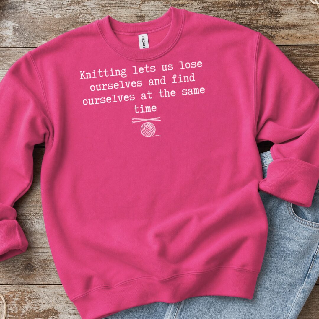 Find Ourselves Knitting Sweatshirt Bright Pink t-shirt
