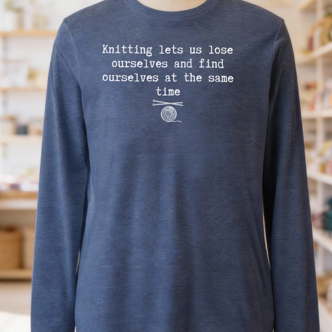 Find Ourselves Knitting Long Sleeve Tee Navy t-shirt