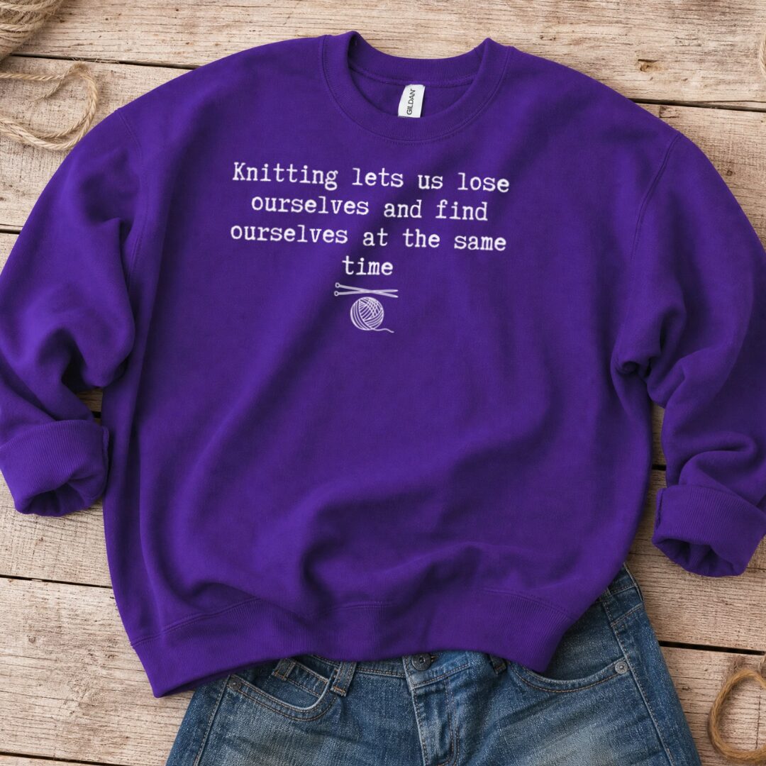 Find Ourselves Knitting Sweatshirt Purple t-shirt