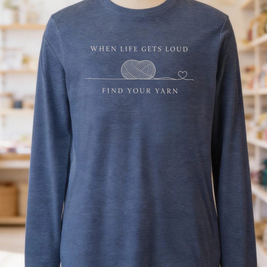 Find Your Yarn Heather Navy Long Sleeve Tee.jpg