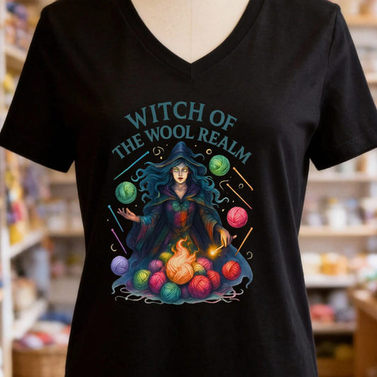 Fire Witch of the Wool Realm V-Neck T-Shirt Black t-shirt