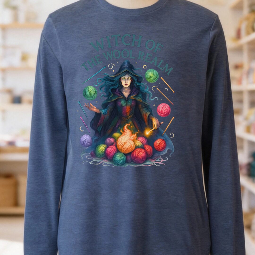 Fire Witch of the Wool Realm Long Sleeve Tee Navy t-shirt