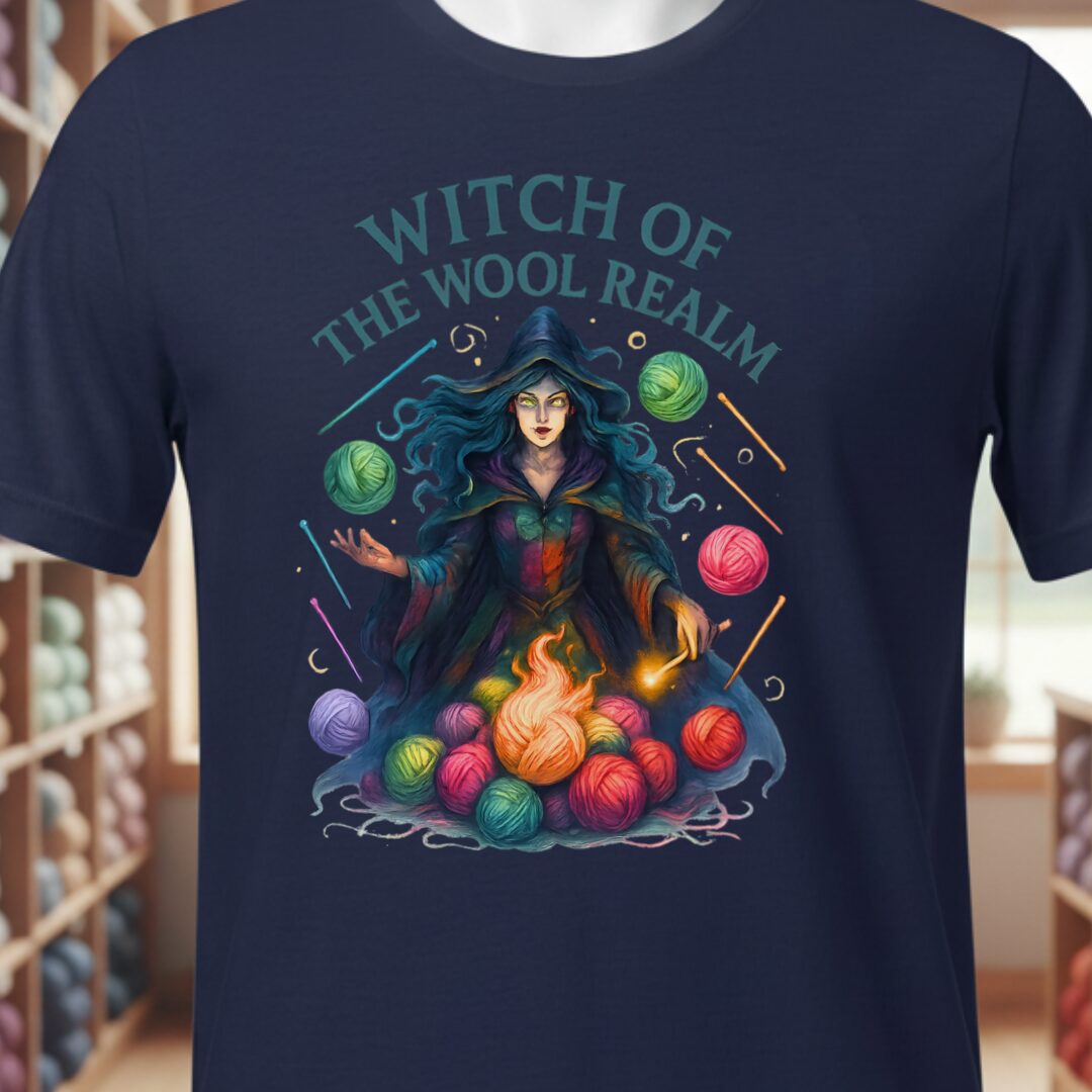 Fire Witch of the Wool Realm T-Shirt Navy t-shirt