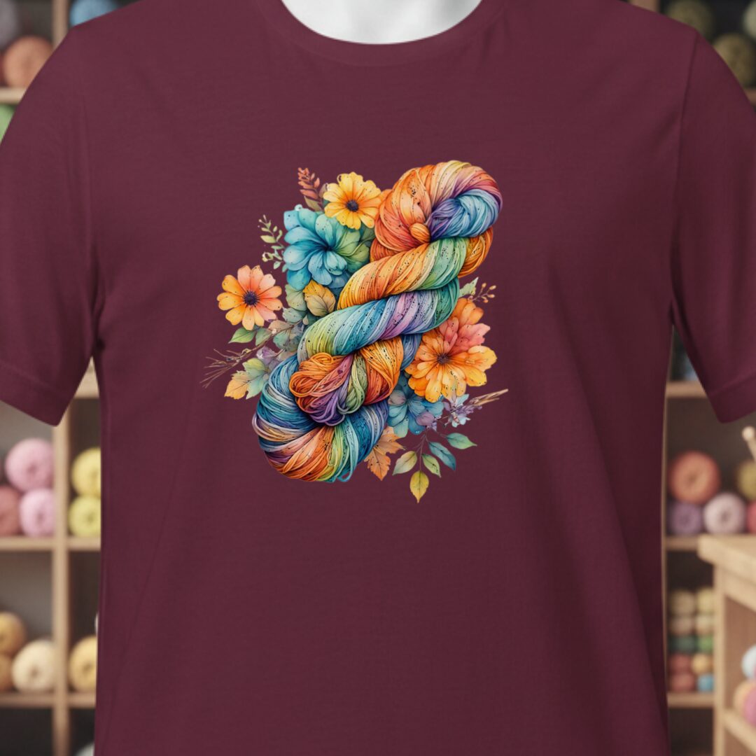 Floral Skein T-Shirt Maroon t-shirt