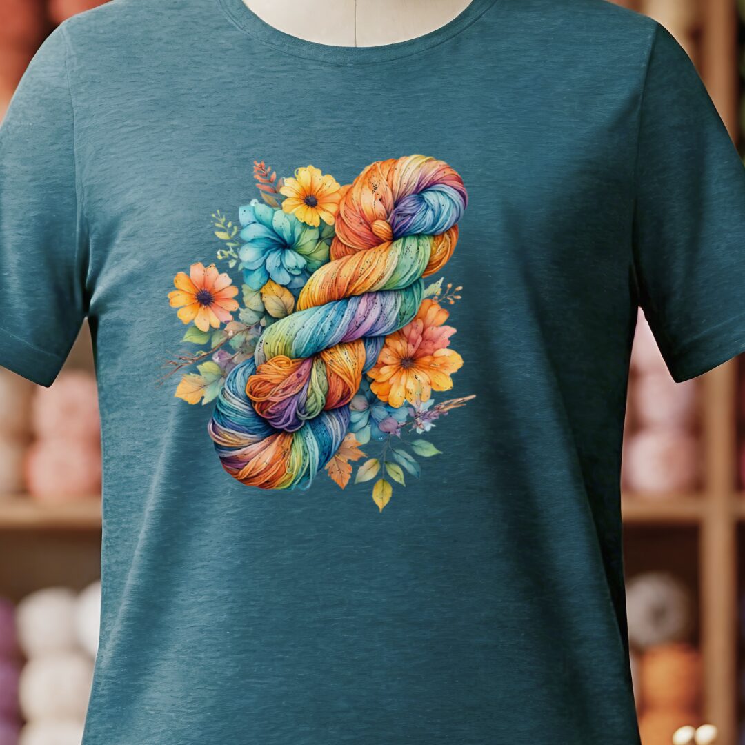 Floral Skein T-Shirt Teal Blue t-shirt