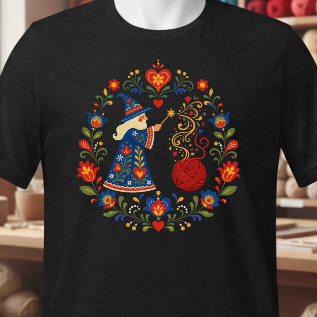Floral Yarn Wizard T-Shirt Black t-shirt