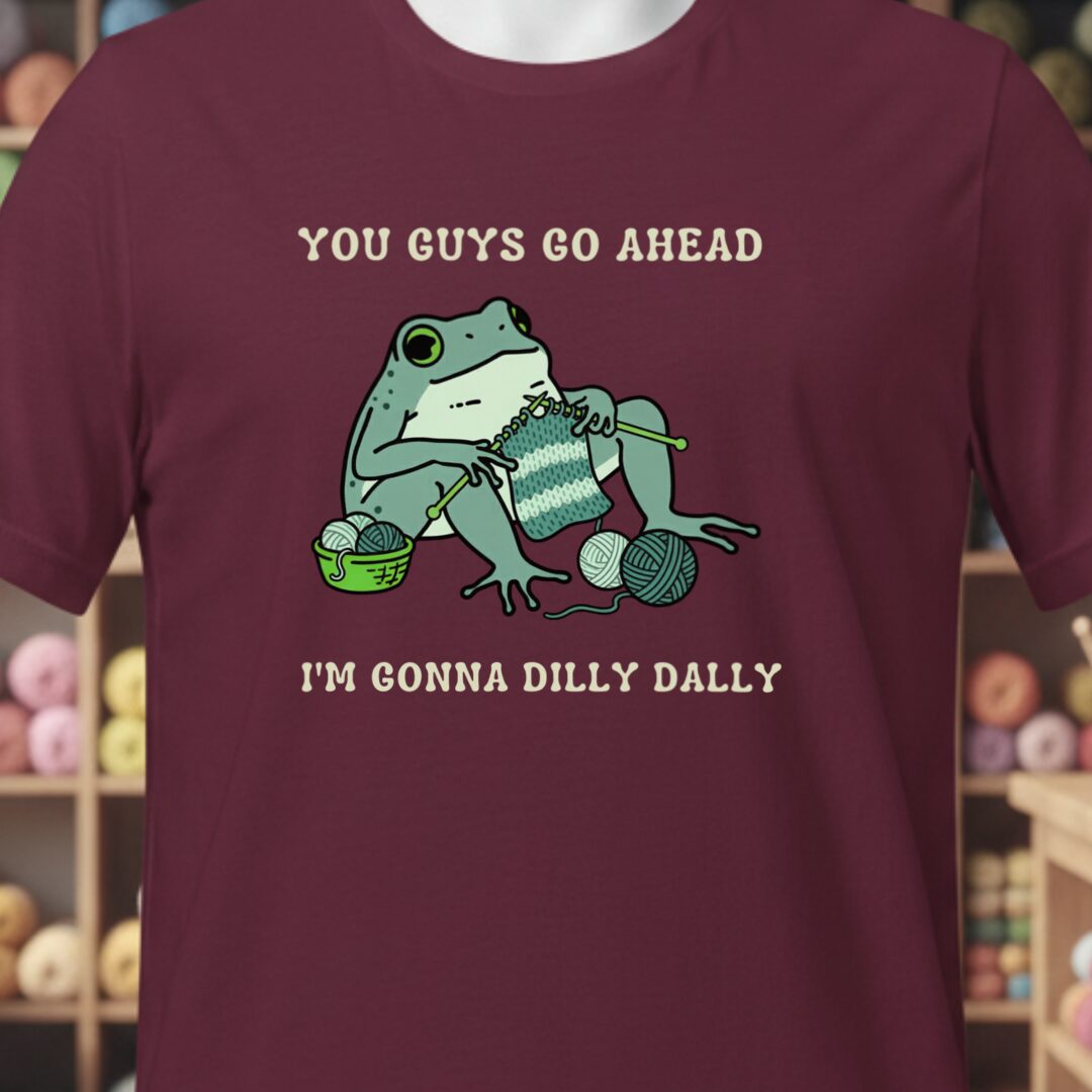 Frog Dilly Dallying T-Shirt Maroon t-shirt
