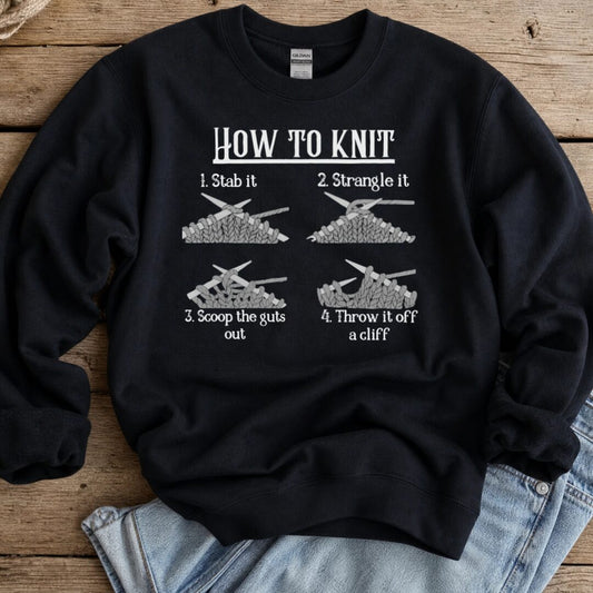 Funny How to Knit Sweatshirt Black t-shirt