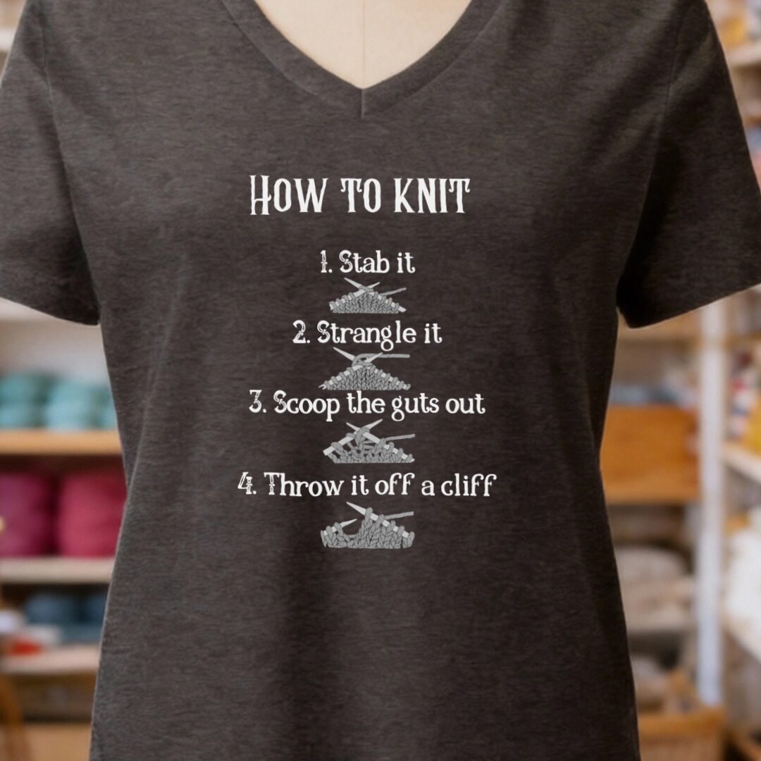 Funny How to Knit List V-Neck T-Shirt Dark Grey t-shirt