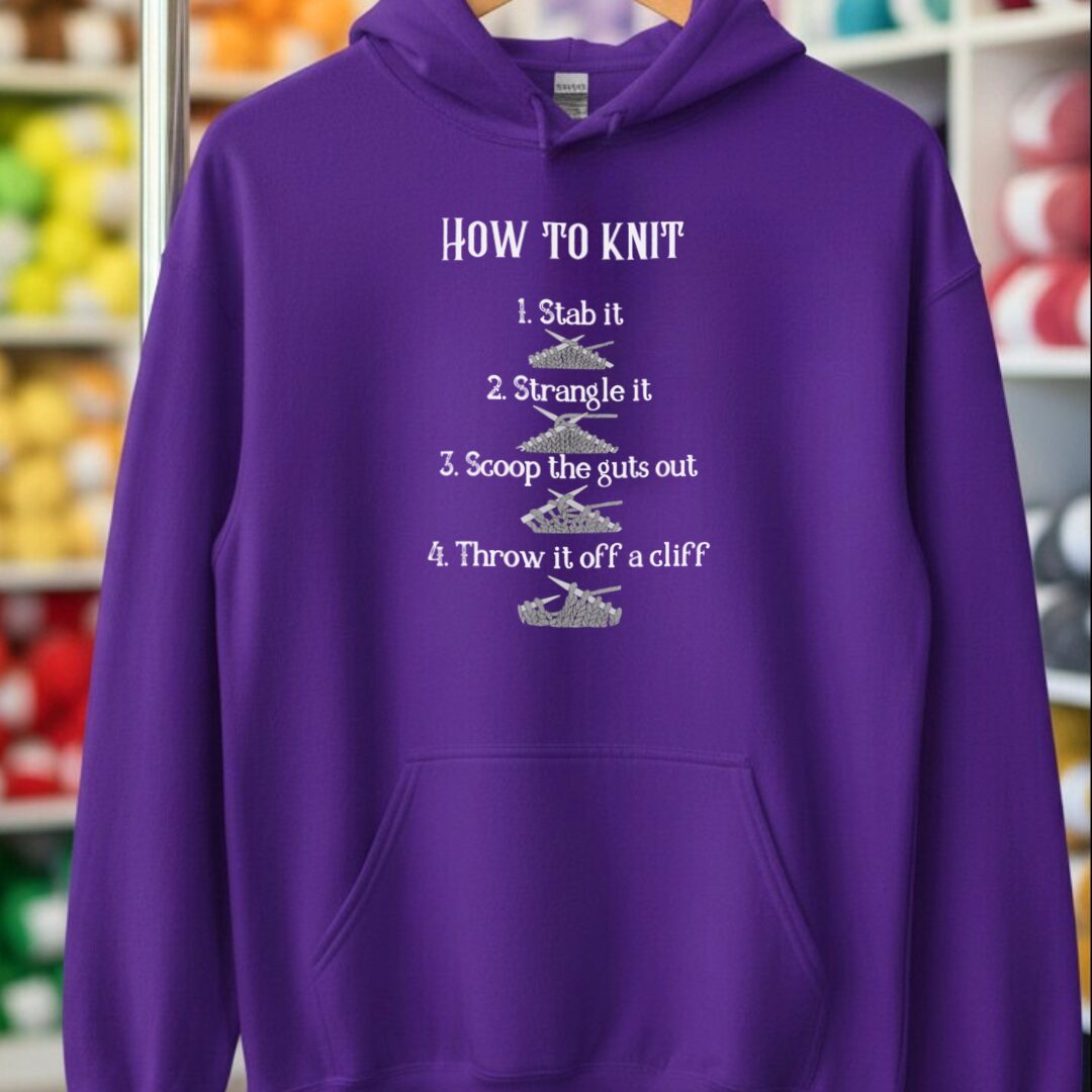 Funny How to Knit List Hoodie Purple t-shirt