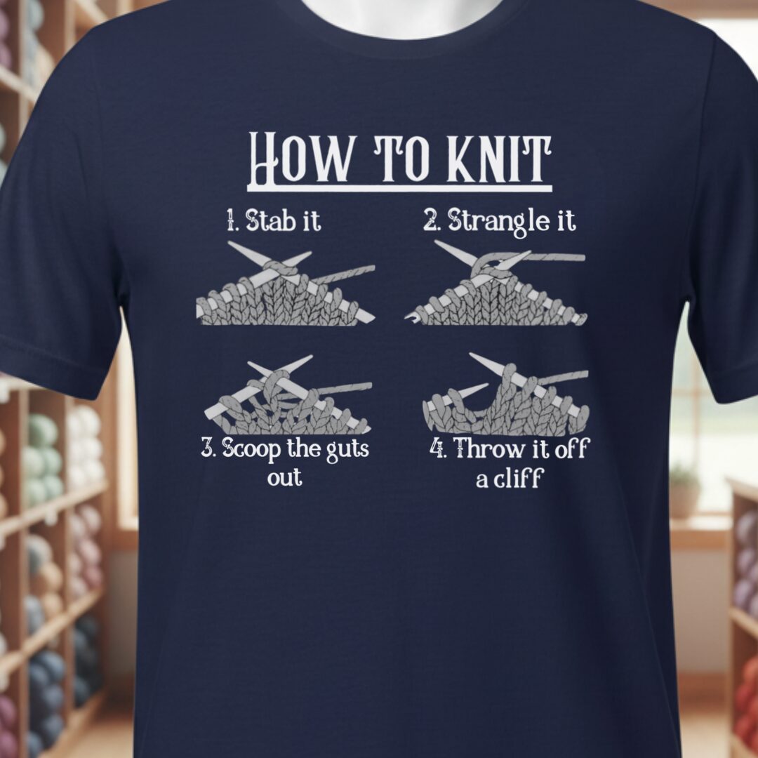 Funny How to Knit T-Shirt Navy t-shirt